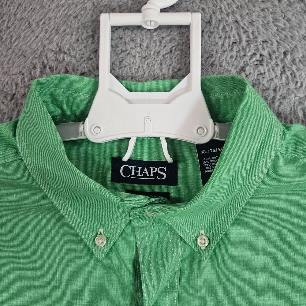 Lot of 2 - XL Men Shirt Button Up Long Sleeve  J Crew Slim Striped + Chaps Green